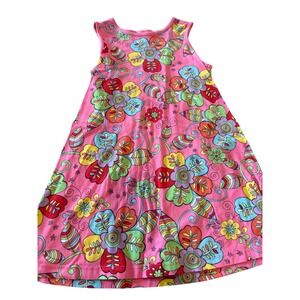 Hanna Andersson Girls Dress Pink Colorful Floral Sleeveless‎ Size 110